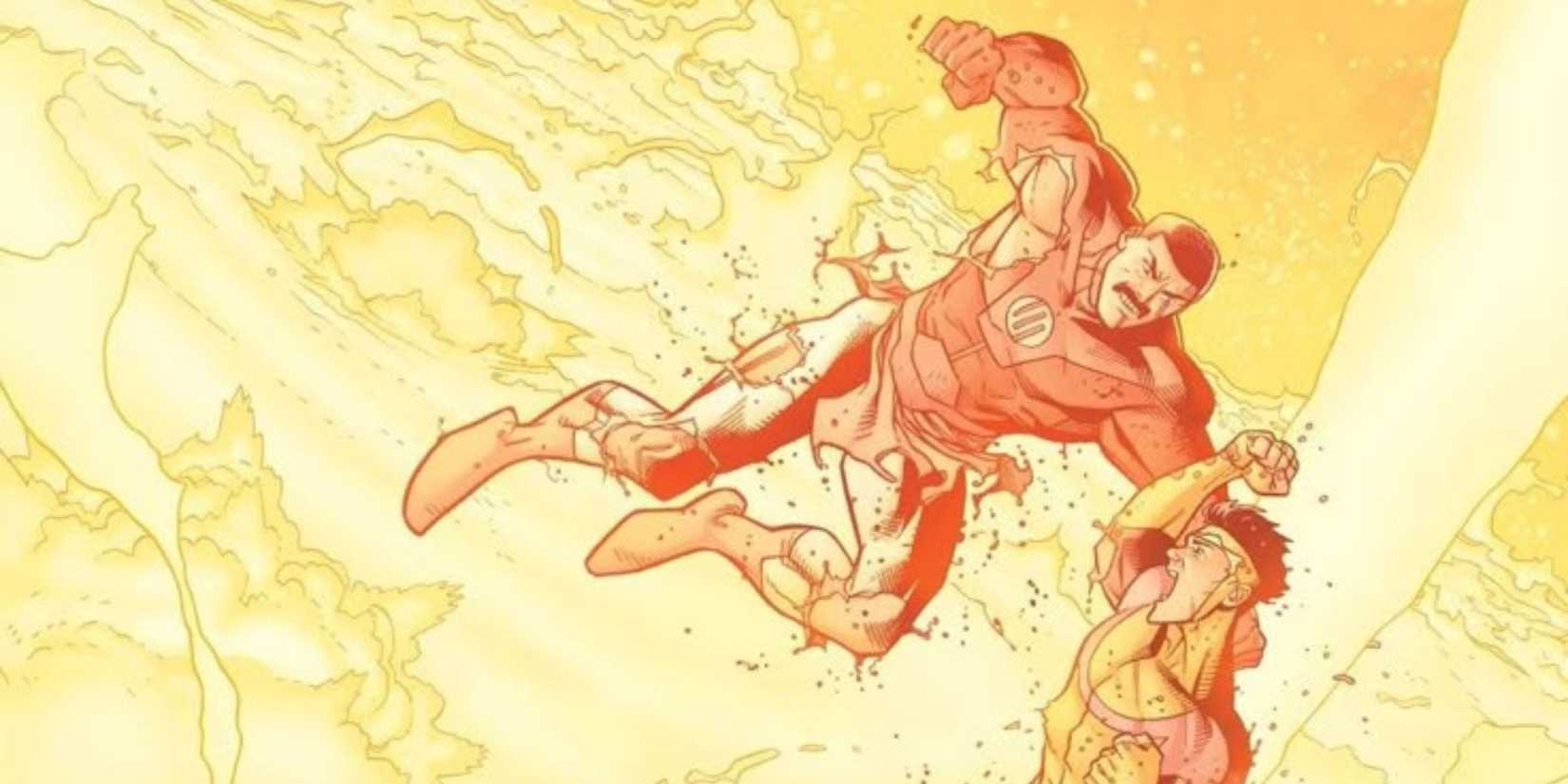 Invincible and Thragg battle it out on the surface of the sun in Invincible #140