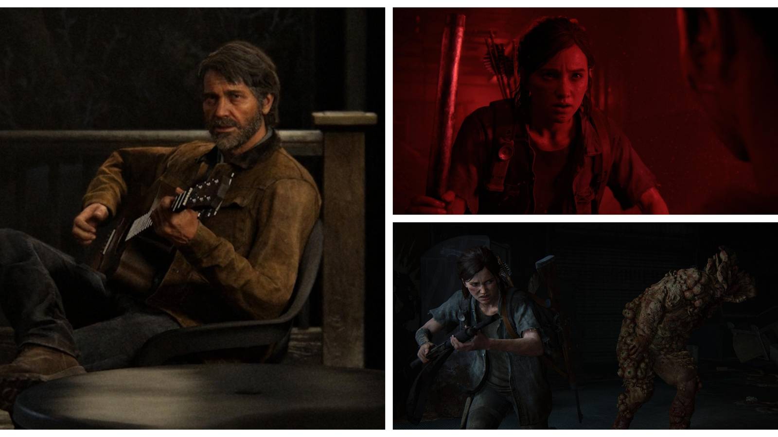 joel playing guitar, ellie angry