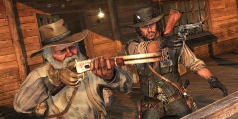 John and Uncle in a gunfight - Red Dead Redemption