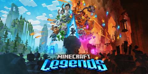 Key Art From Minecraft Legends Showing The Game's Protagonists In Action Poses