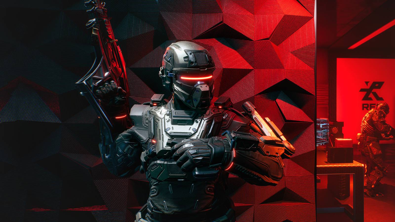 La Quimera promo gameplay screenshot sneaking in dark red-lit room