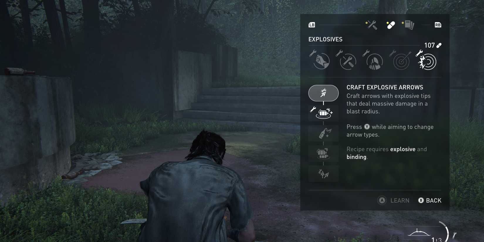 Last of Us Part 2 Remastered Crafting Explosive Arrows