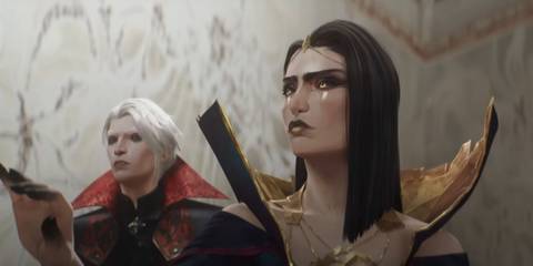 league of legends leblanc and vladimir with white wall