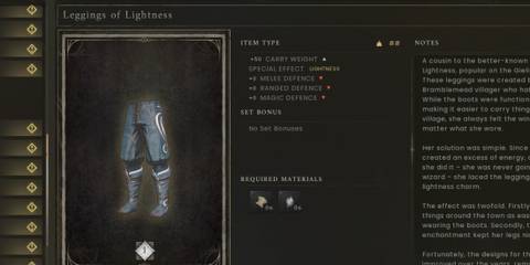 leggings of lightness recipe in runescape dragonwilds