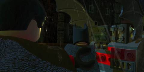 Batman accessing the Batcomputer via the Batmobile in LEGO Batman 2: DC Superheroes