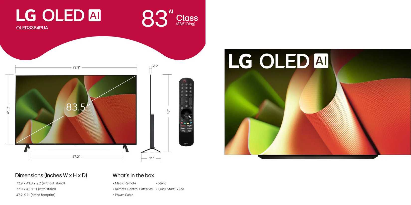 LG - 83 Class B4 Series OLED 4K UHD Smart webOS TV