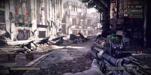Looking at a city in ruins in Killzone 3