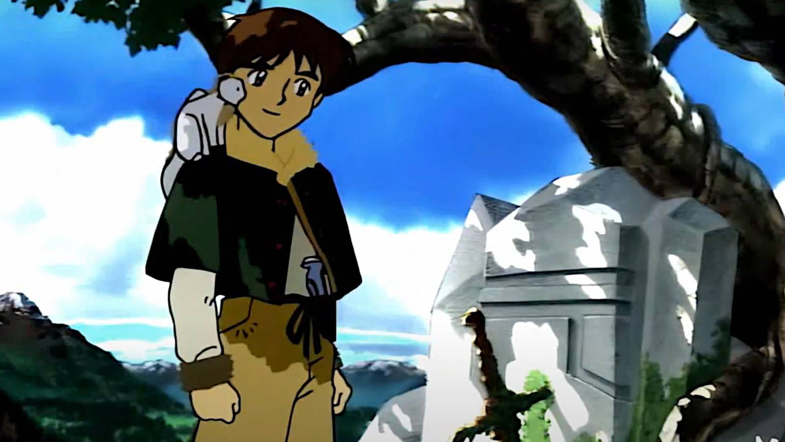 Lunar Remastered Collection Alex and Nall standing Dyne's memorial