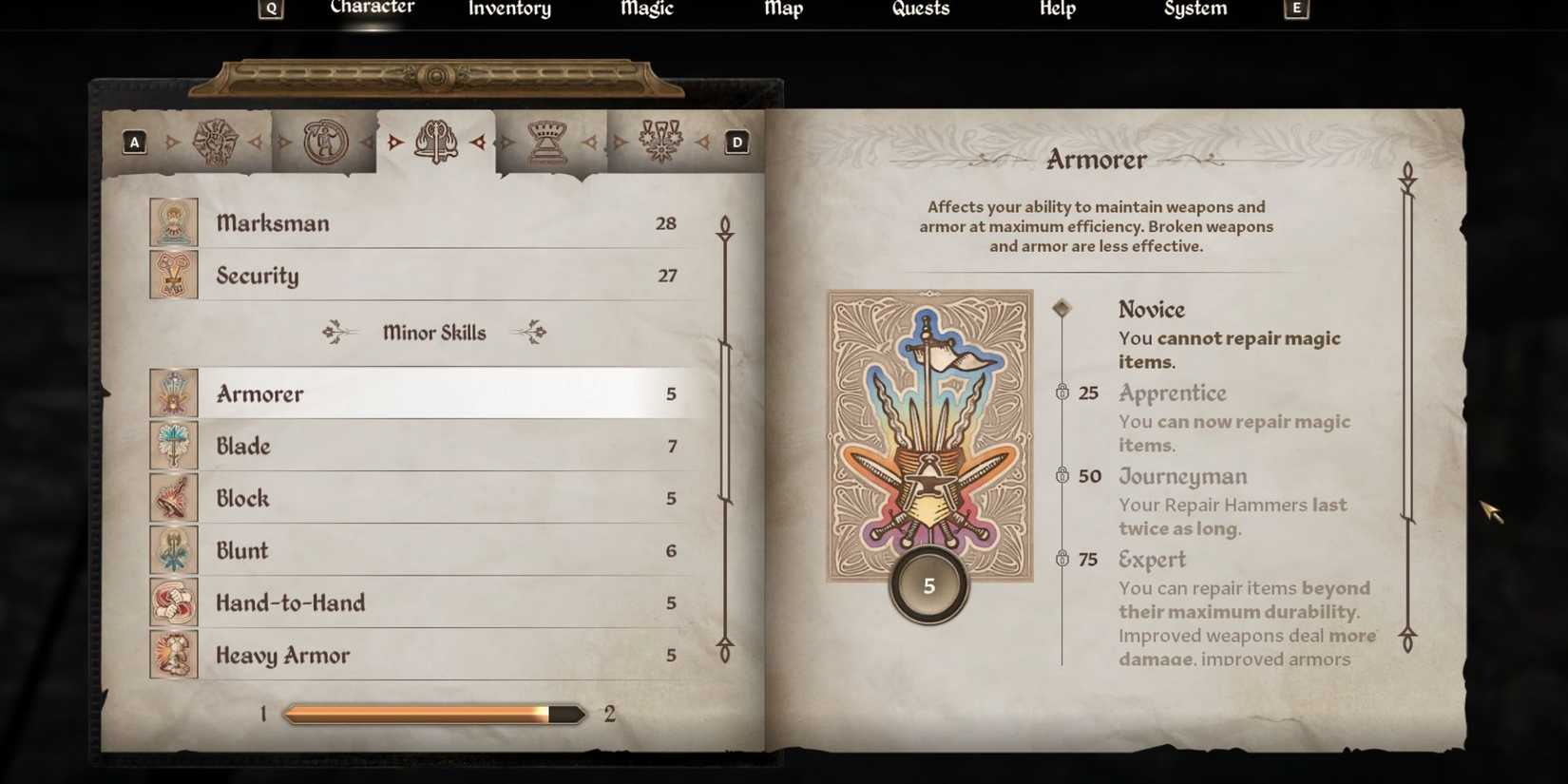 Major and Minor Skills Explained Oblivion Remastered