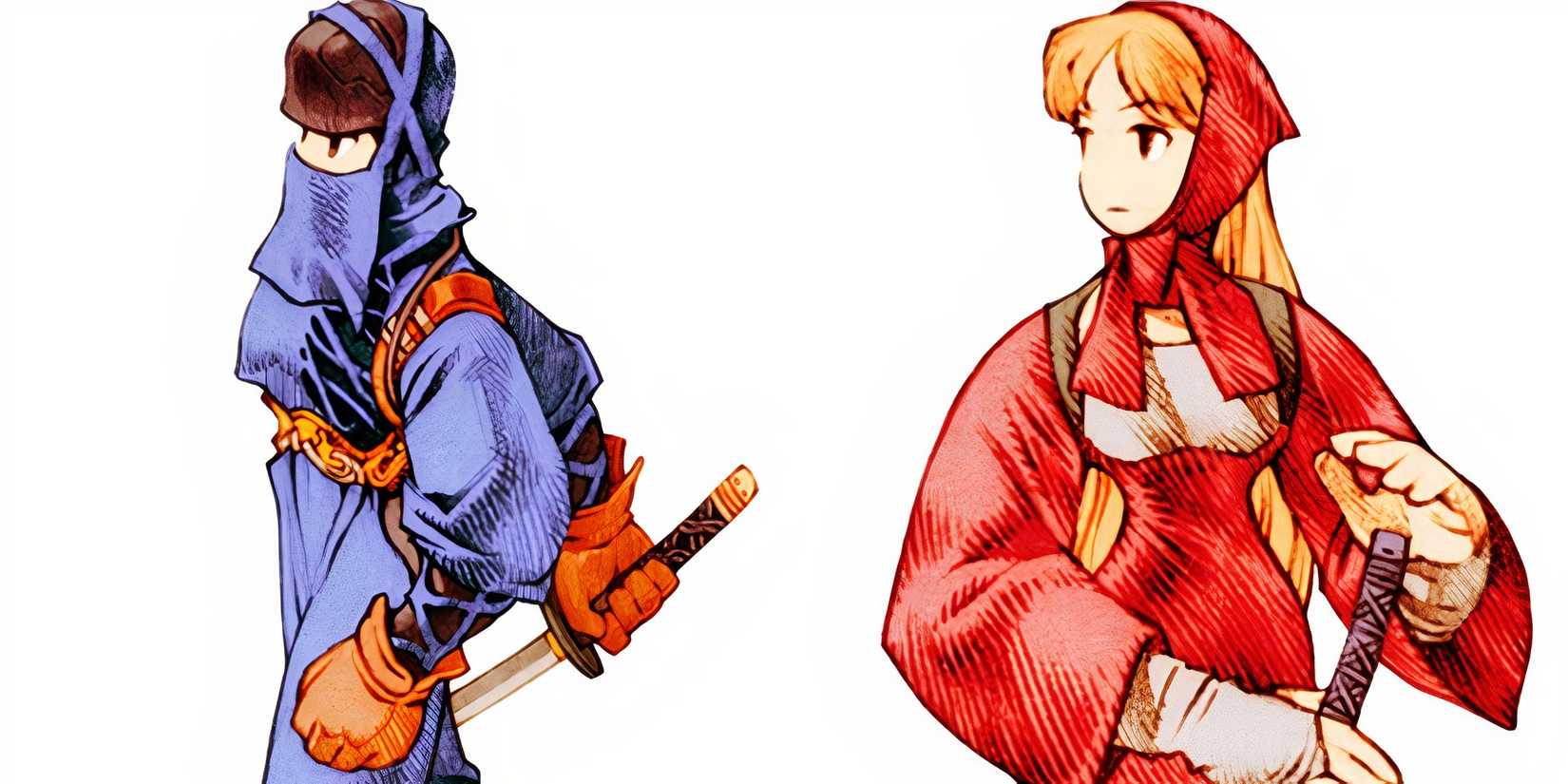 Male and female ninja art in Final Fantasy Tactics