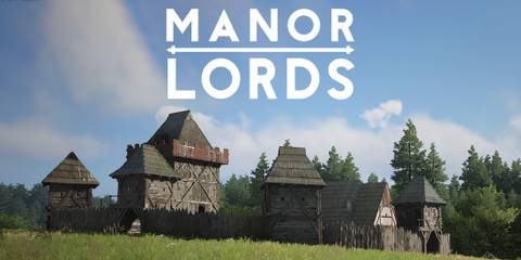 Manor Lords logo above lord's manor 2x1 composite