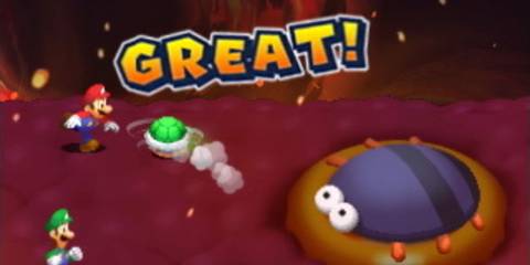 Mario & Luigi Bowser's Inside Story - Mario and Luigi fighting an ene,y