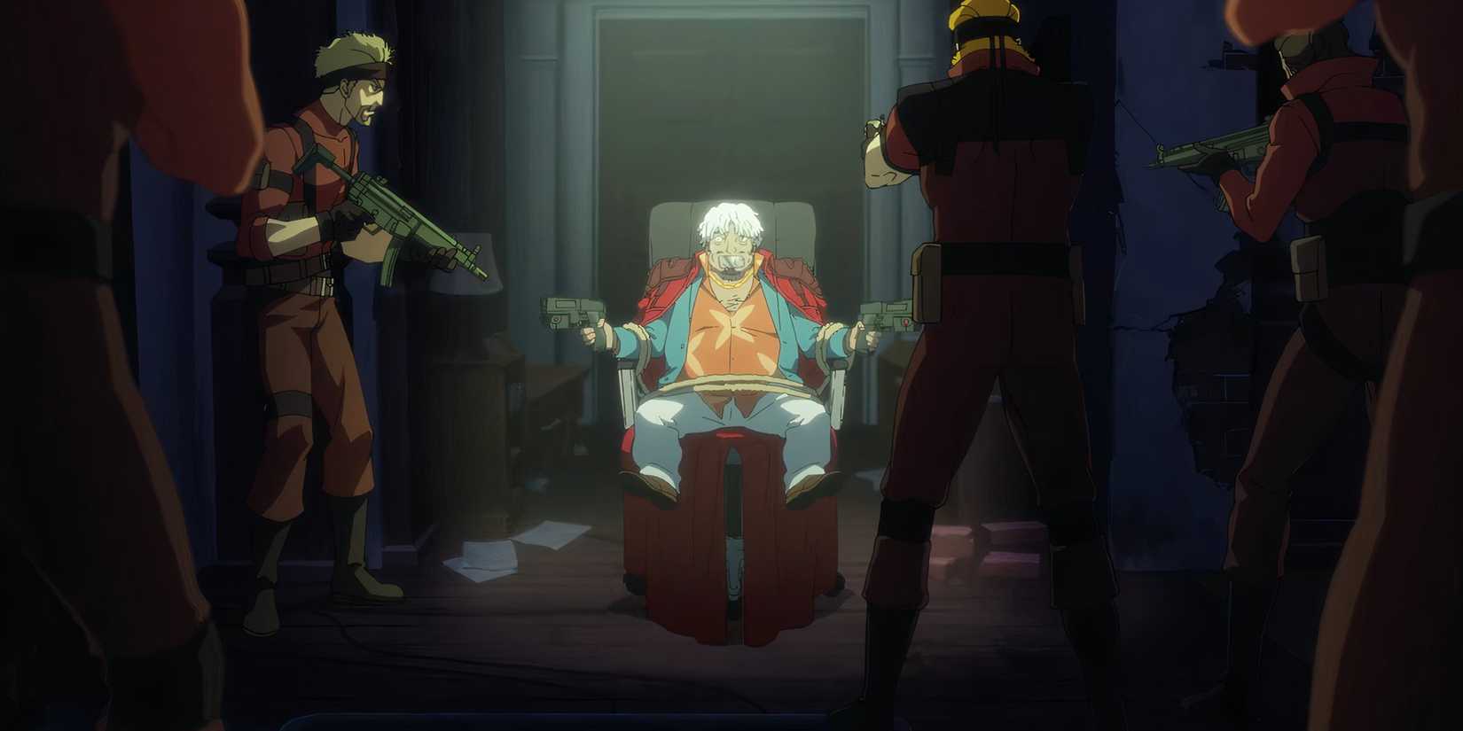 Mercenaries confronting Enzo in Netflix’s Devil May Cry