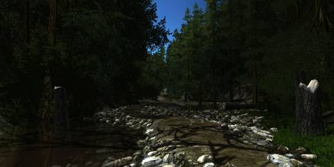 Miasmata a stream in a forest