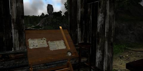 Miasmata landmark viewed from a shelter