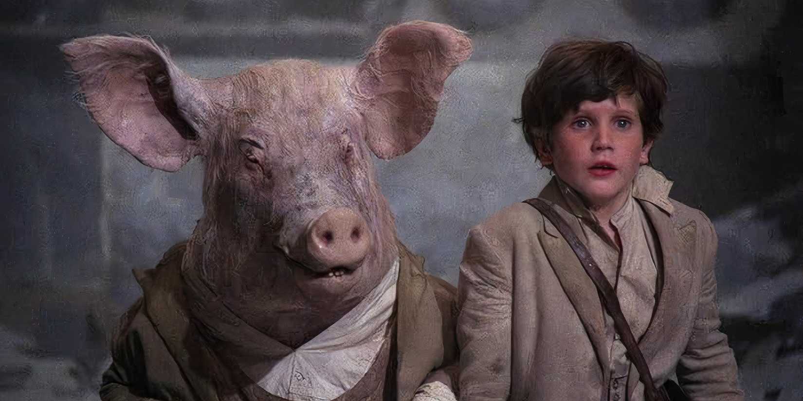 10 Best Fantasy Movies of the 80s, Ranked a boy stands next to a pig headed person