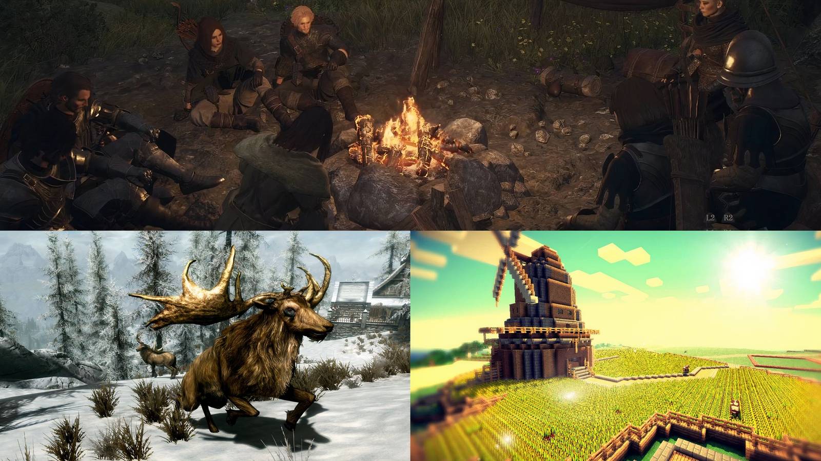 Dragon's Dogma 2, Skyrim, Minecraft
