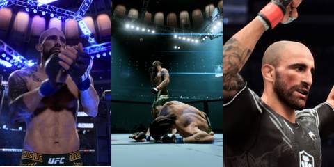 Volkanovski walking out, winning, and celebrating against Diego Lopes