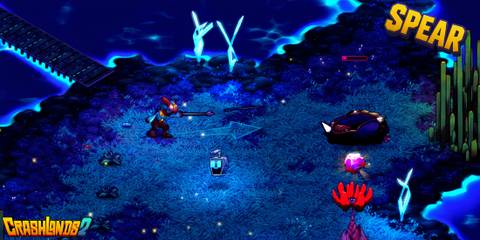 using a spear weapon in Crashlands 2