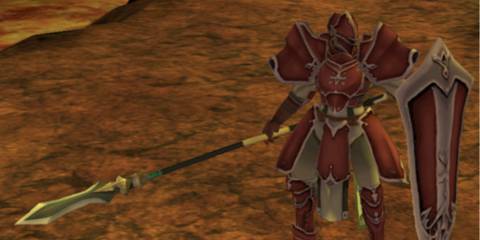 Septimus, a general in red armor wielding a silver greatlance