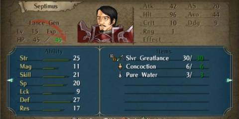 The stats Septimus has for his boss battle