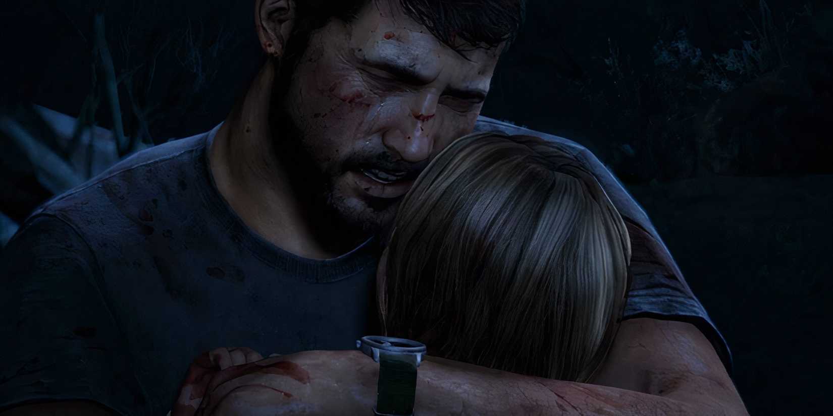 Joel cradling Sarah during the prologue in The Last Of Us