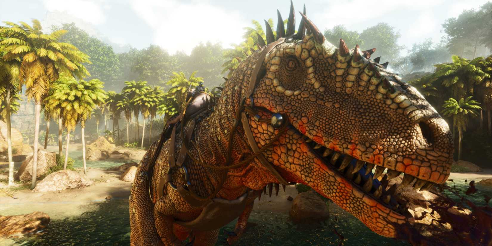 Ark Survival Ascended: carcharodontosaurus looking into cameras