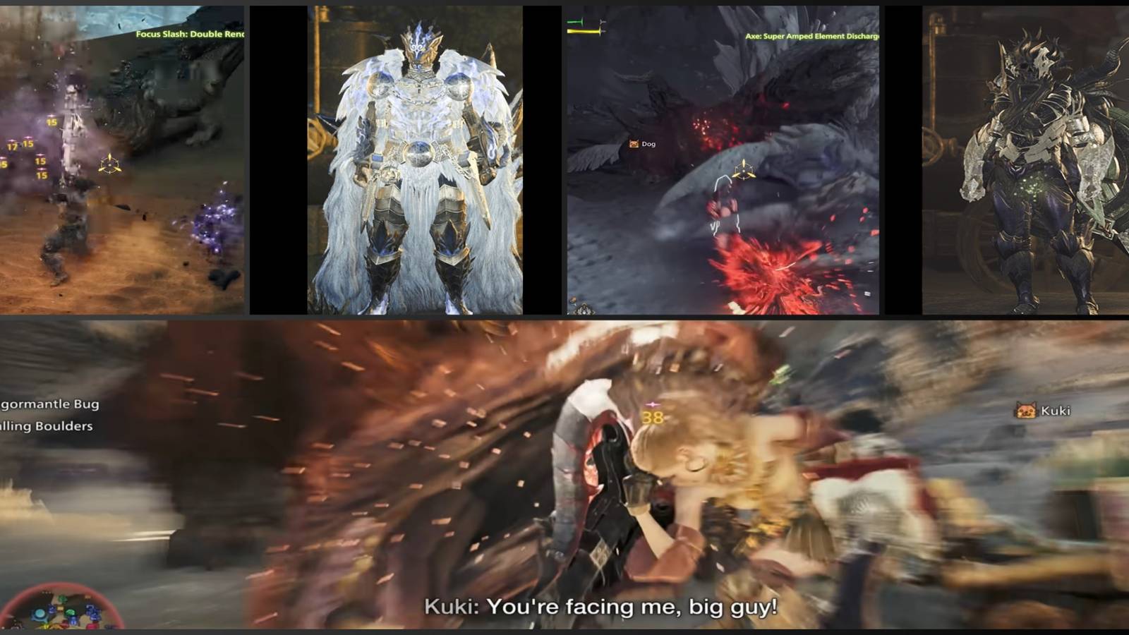 Monster Hunter Wilds best armor for charge blades mixed gameplay collage