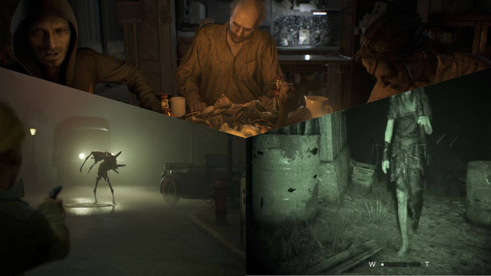 Alone in the Dark, Resident Evil 7, Outlast 2 - 3 Way Split Image