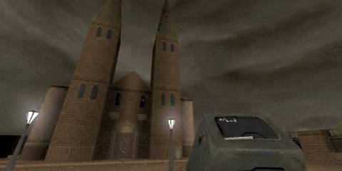 Steam screenshot - player looking at church