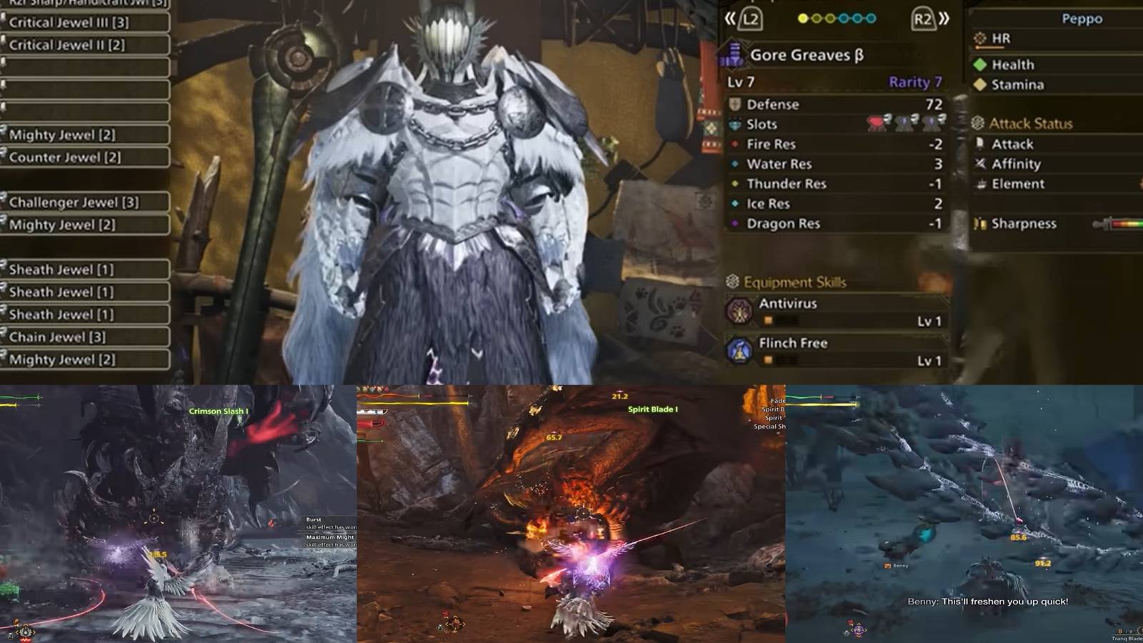 Monster Hunter Wilds best armor for longswords mixed gameplay collage 