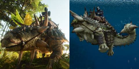 Ark: Surival Ascended: Anky on land and swimming