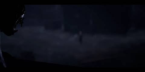 Werewolf looking down at character from roof