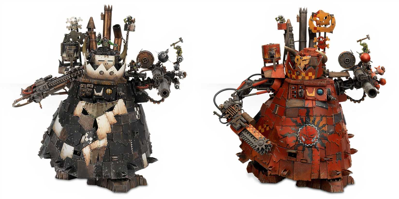 10 Most Expensive Ork Miniatures In Warhammer 40K, Ranked images of a Goff Stompa and an Evil Sunz Stompa