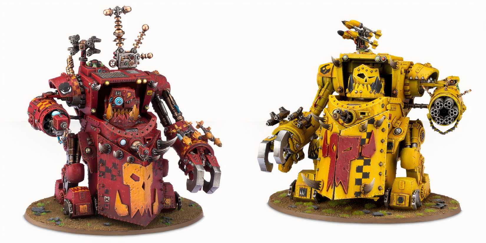 10 Most Expensive Ork Miniatures In Warhammer 40K, Ranked images of a Morkanaut and Gorkanuat