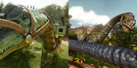 Ark: Survival Ascendent: Bronto farming and a bronto with a platform base