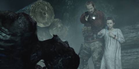 Resident Evil Revelations 2 steam screenshot - Barry and Natalia looking at corpse
