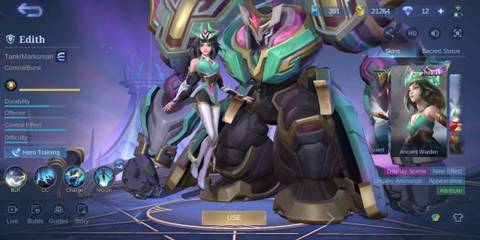 Mobile Legends: Edith beside her mech