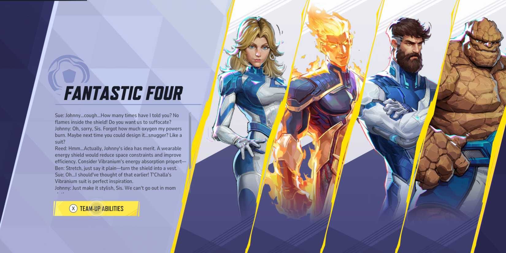 Marvel Rivals: Fantastic Four. Invisible Woman: Human Torch, Mr Fantastic, and The Thing