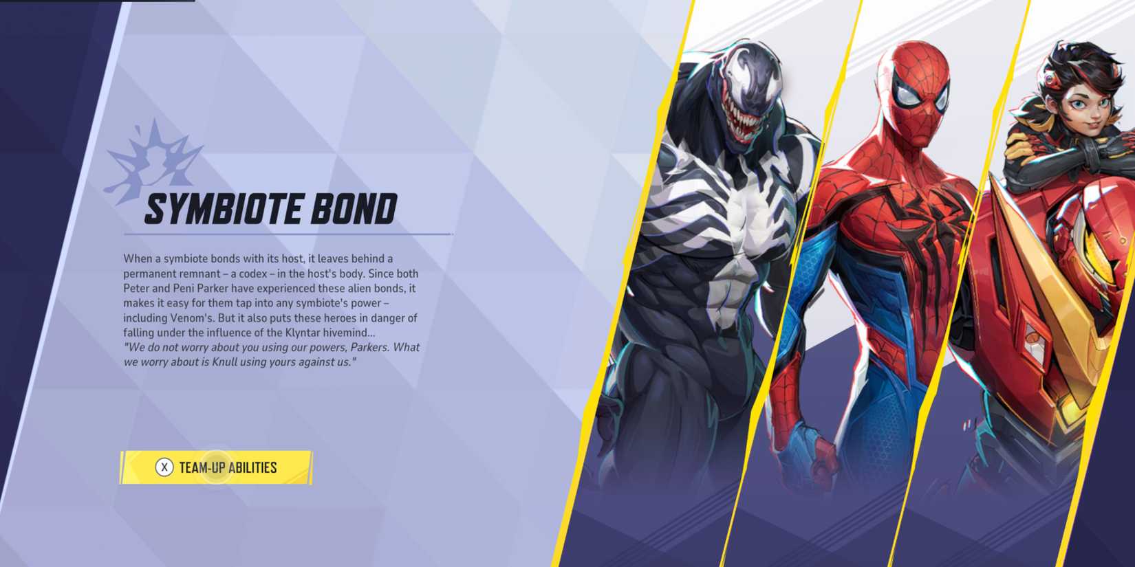 Marvel Rivals: Symbiote Bond. Venom, Spider-Man, and Peni Parker
