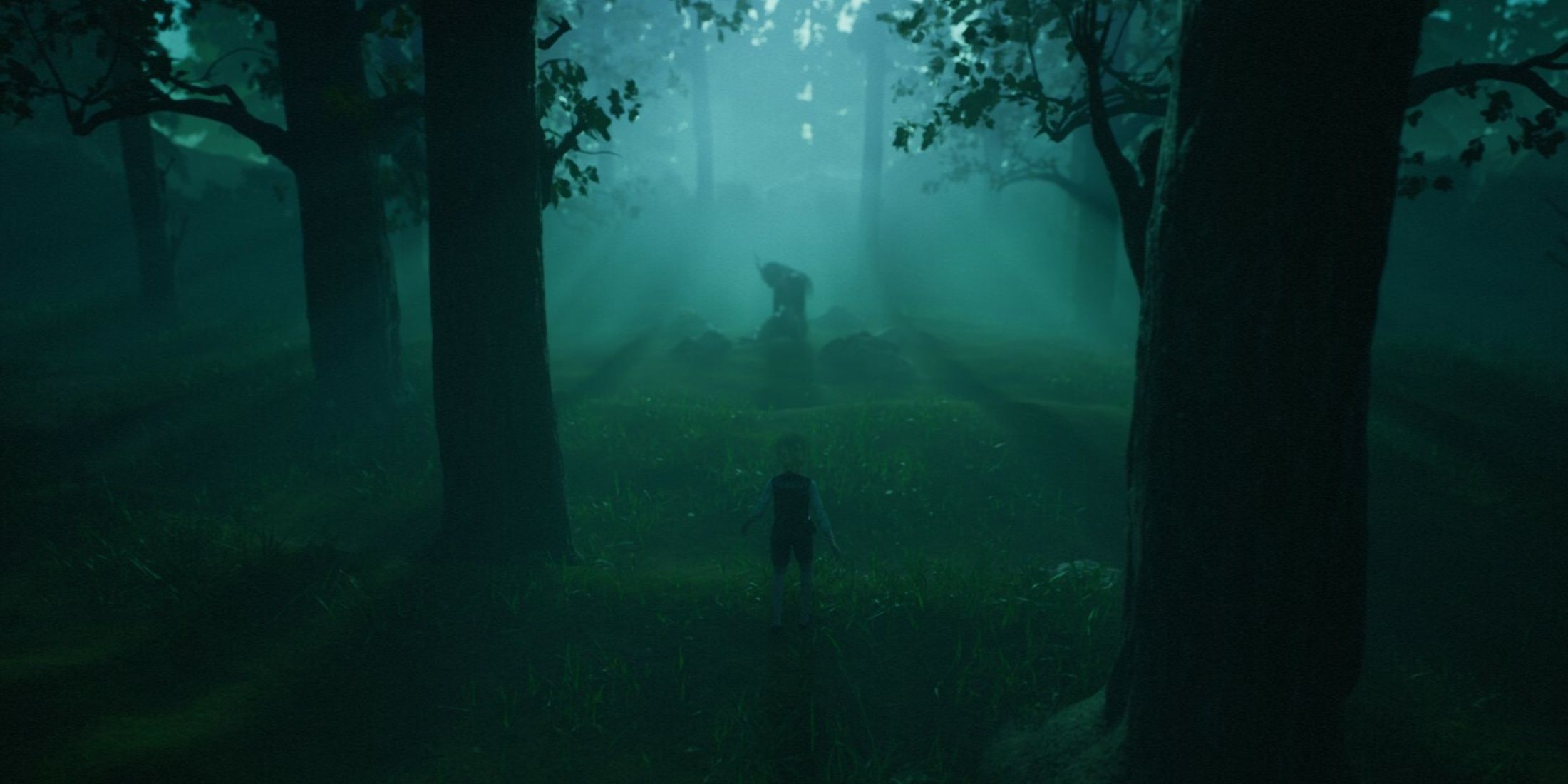 player standing in a forest