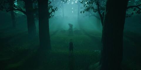 player standing in a forest