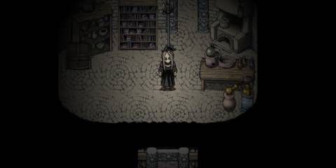 player standing in dark room