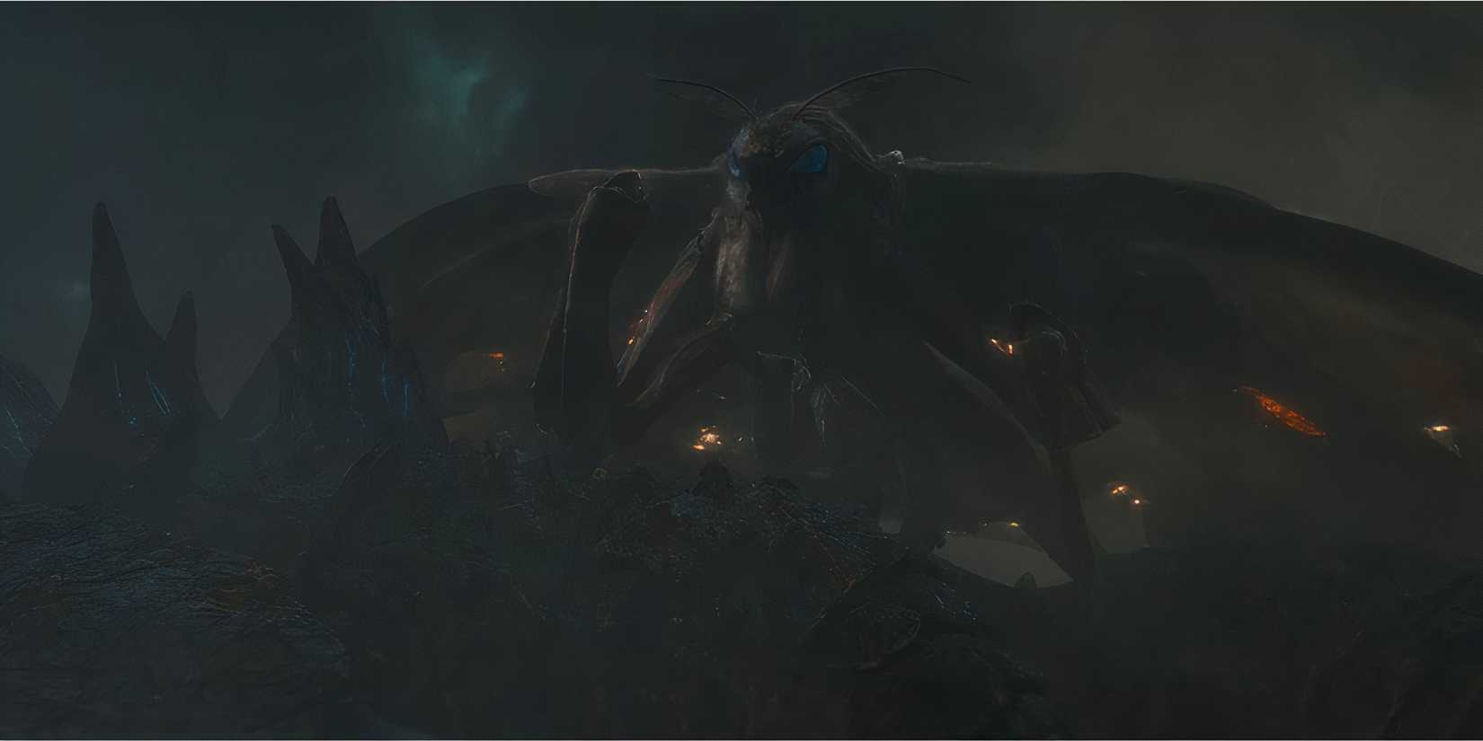 Mothra Saves Godzilla by sacrificing herself and releasing her essence on him in Godzilla: King of Monsters (2019)