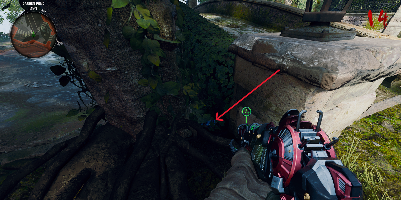 mr peeks part in the garden pond