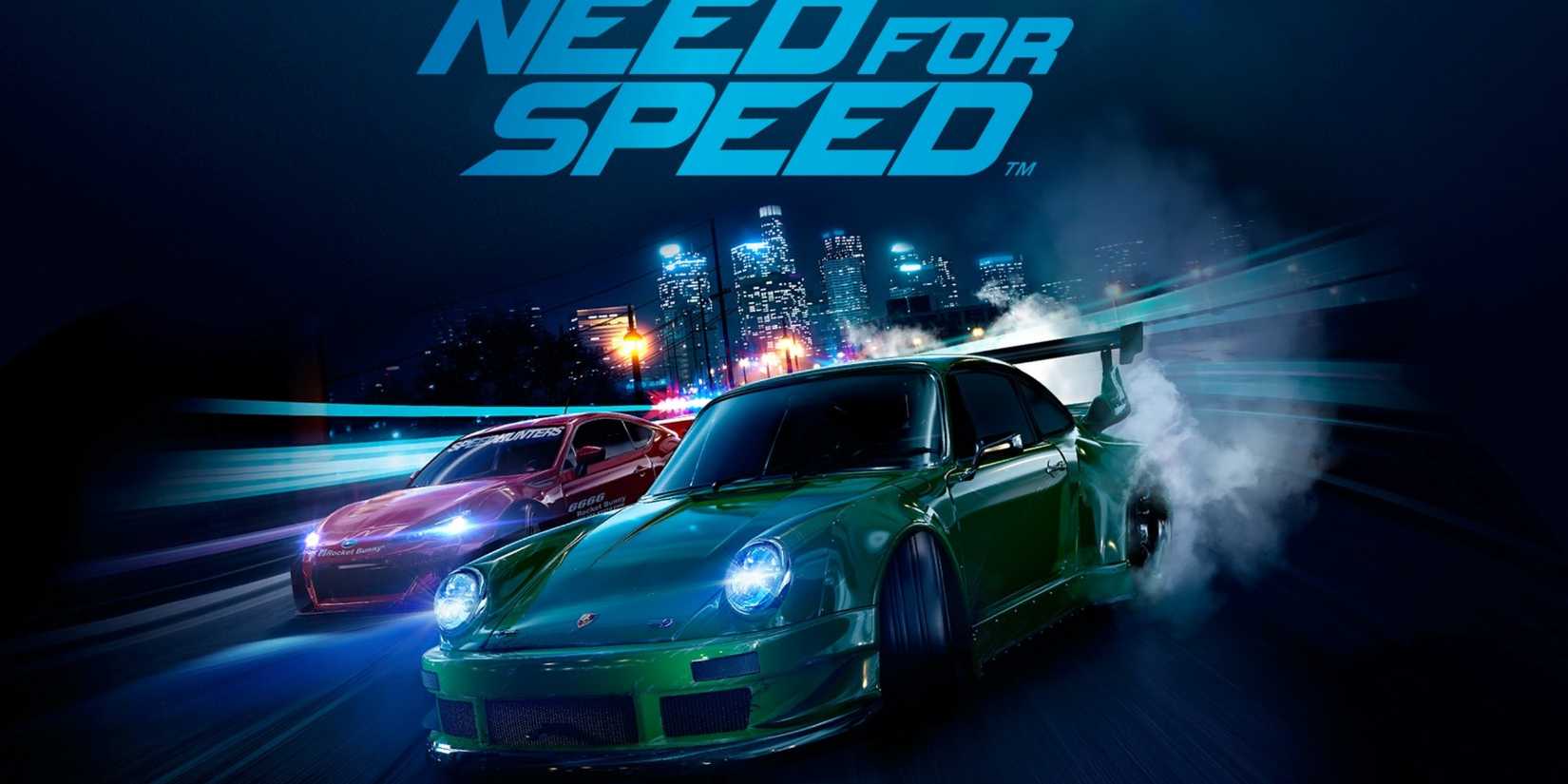 Need For Speed image showing different cars driving from a city