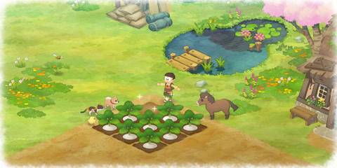 Nobita tending to the crops in Doraemon Story Of Seasons
