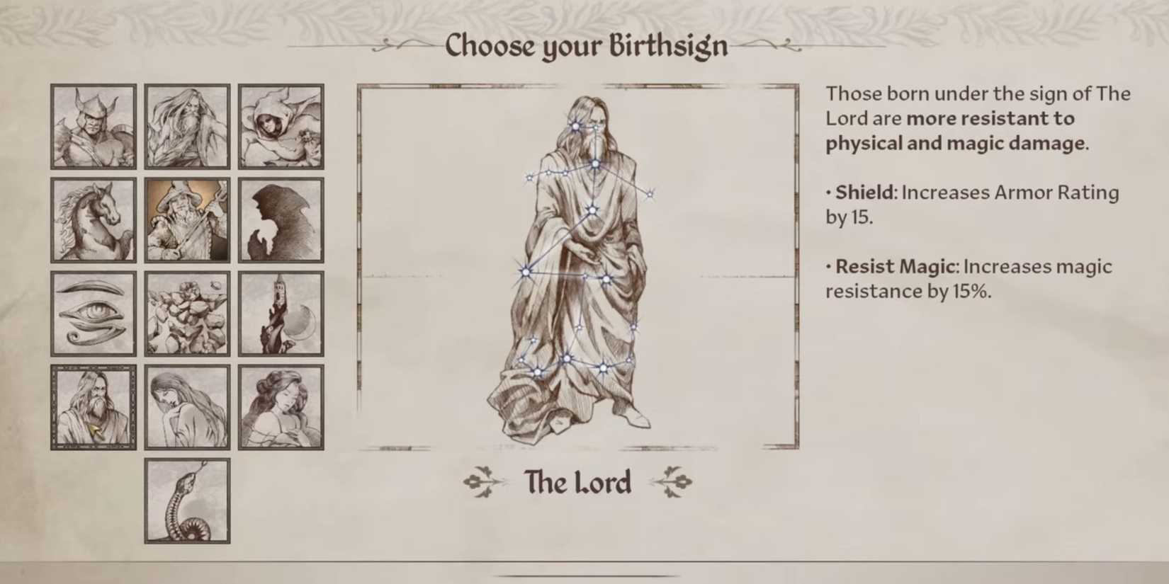 Oblivion Remastered Birthsign The lord 