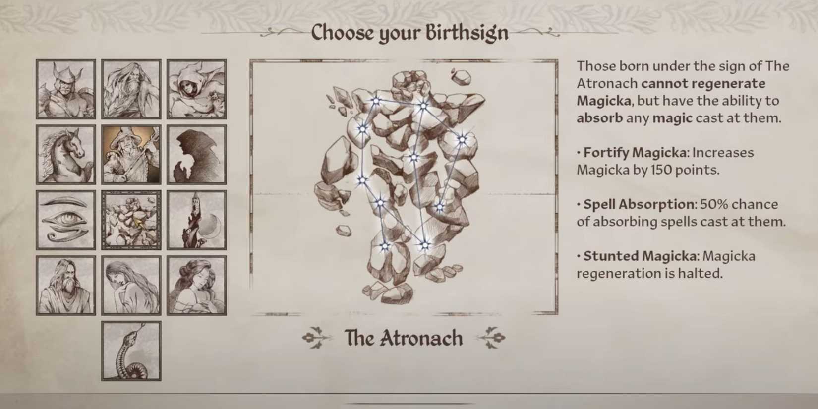 Oblivion Remastered Birthsign atronarch 