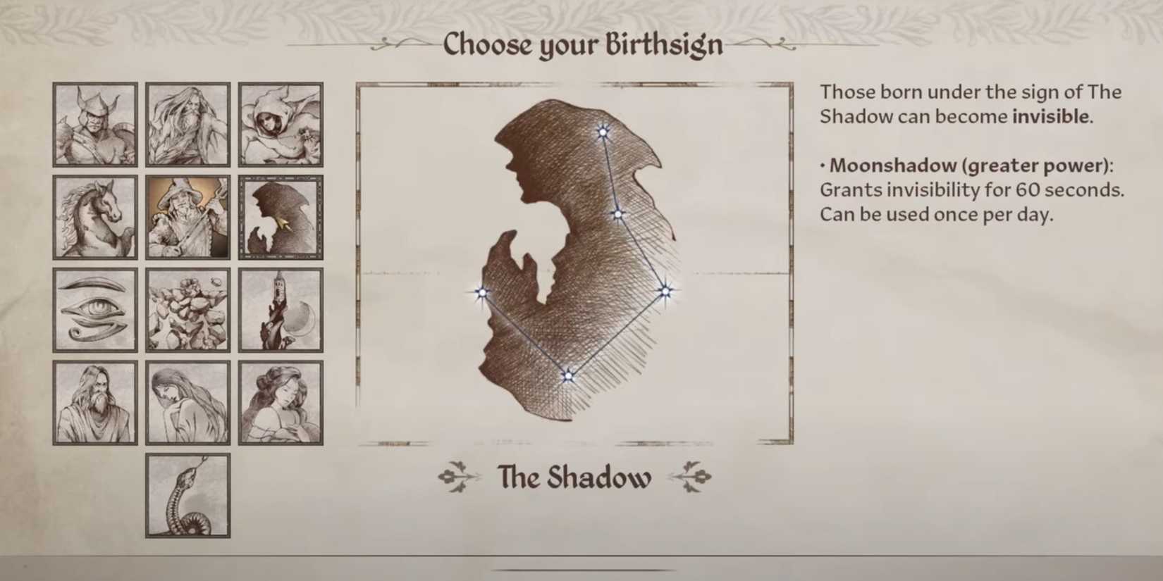 Oblivion Remastered Birthsign Shadow